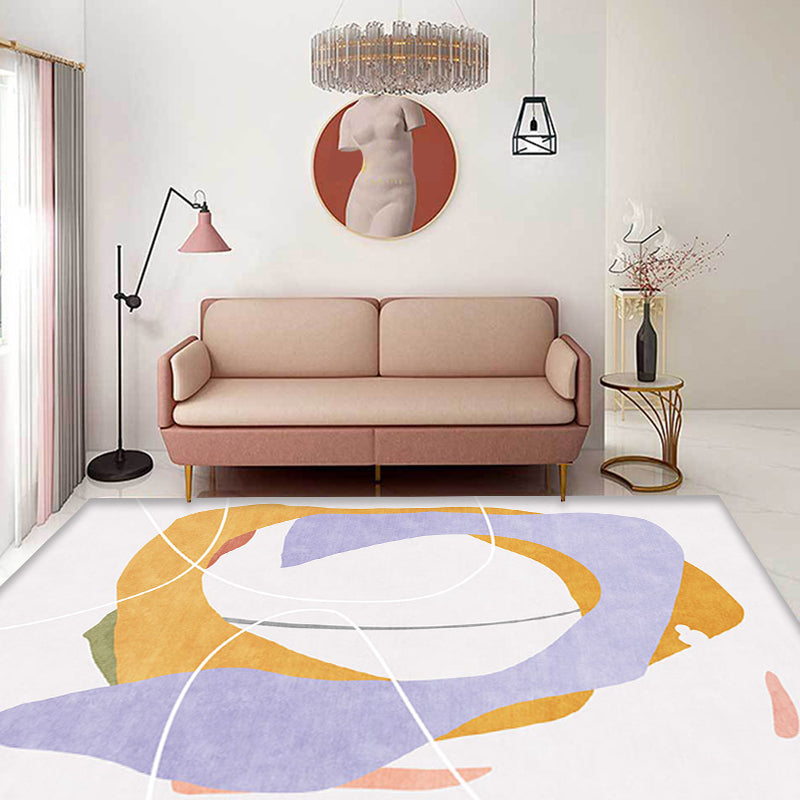 Creative Multicolor Modernist Carpet Polyester Abstract Carpet Washable Pet-Friendly Non-Slip Rug for Living Room