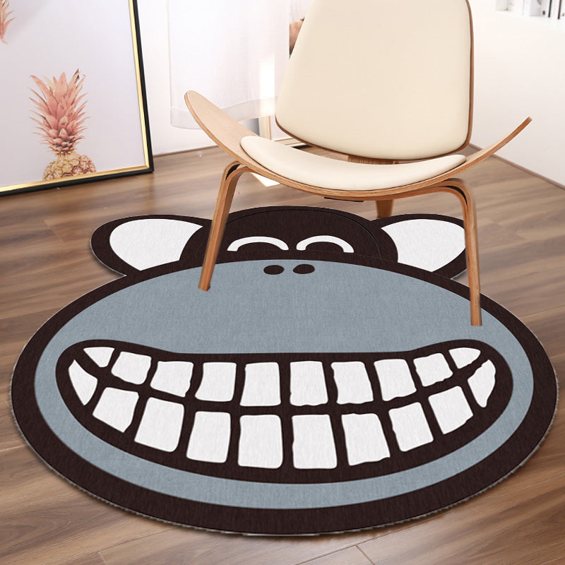 Gray Monkey Pattern Rug Polyester Kids Rug Washable Non-Slip Pet-Friendly Rug for the Children's Room