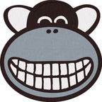 Gray Monkey Pattern Rug Polyester Kids Rug Washable Non-Slip Pet-Friendly Rug for the Children's Room