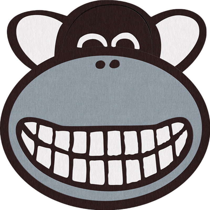 Gray Monkey Pattern Rug Polyester Kids Rug Washable Non-Slip Pet-Friendly Rug for the Children's Room