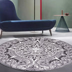 Vintage Floral Pattern Carpet Blue and Black Polyester Carpet Washable Pet-Friendly Non-Slip Carpet for Living Room