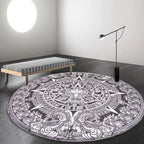 Vintage Floral Pattern Carpet Blue and Black Polyester Carpet Washable Pet-Friendly Non-Slip Carpet for Living Room