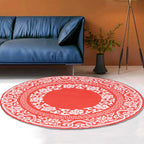 Vintage Floral Pattern Carpet Blue and Black Polyester Carpet Washable Pet-Friendly Non-Slip Carpet for Living Room