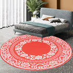Vintage Floral Pattern Carpet Blue and Black Polyester Carpet Washable Pet-Friendly Non-Slip Carpet for Living Room