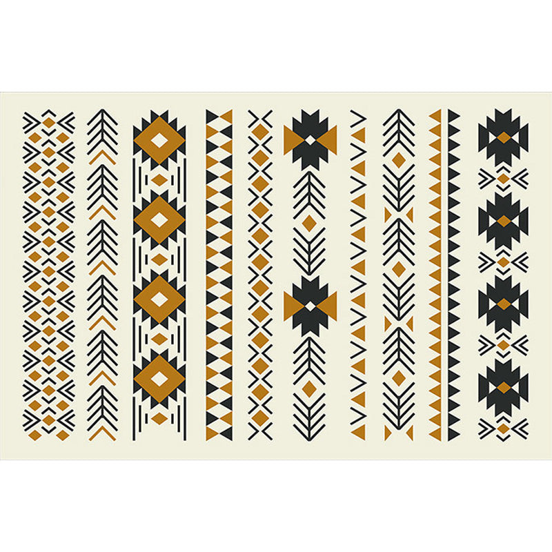Stamm Geometric Pattern Carpet Brown and Green Polyester Carpet Washable Pet Friendly Non-Slip Carpet for Living Room