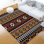 Stamm Geometric Pattern Carpet Brown and Green Polyester Carpet Washable Pet Friendly Non-Slip Carpet for Living Room