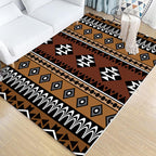Stamm Geometric Pattern Carpet Brown and Green Polyester Carpet Washable Pet Friendly Non-Slip Carpet for Living Room