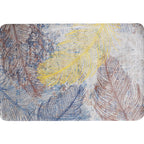 Yellow Shabby Chic Carpet Polyester Feather Pattern Carpet Machine Washable Non-Slip Back Carpet for Decoration