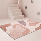 Pink Color Block Area Rug Polyester Modern Rug Washable Non-slip Pet-friendly Area Rug for Living Room