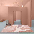 Pink Color Block Area Rug Polyester Modern Rug Washable Non-slip Pet-friendly Area Rug for Living Room