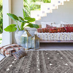 White and black bohemian carpet Polyester striped pattern carpet pet-friendly washable non-slip backing carpet for decoration