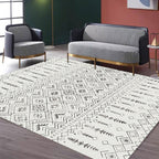 White and black bohemian carpet Polyester striped pattern carpet pet-friendly washable non-slip backing carpet for decoration