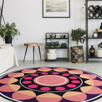 Moroccan floral pattern rug with moon black and red polyester rug machine washable pet-friendly non-slip rug for the living room