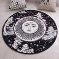 Moroccan floral pattern rug with moon black and red polyester rug machine washable pet-friendly non-slip rug for the living room