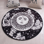 Moroccan floral pattern rug with moon black and red polyester rug machine washable pet-friendly non-slip rug for the living room