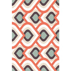 Moroccan geometric pattern rug in orange and brown, polyester rug, washable, pet-friendly, non-slip, area rug for the living room