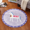 Multicolor Animal Pattern Rug Polyester Kids Rug Washable Non-Slip Pet-Friendly Rug for Children's Room