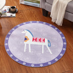 Multicolor Animal Pattern Rug Polyester Kids Rug Washable Non-Slip Pet-Friendly Rug for Children's Room
