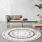 Stylish Tribal Circle Pattern Rug Grey Moroccan Rug Polyester Pet Friendly Non-Slip Back Washable Rug for Living Room