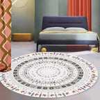 Stylish Tribal Circle Pattern Rug Grey Moroccan Rug Polyester Pet Friendly Non-Slip Back Washable Rug for Living Room