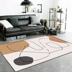 Contemporary Abstract Carpet Brown and Green Polyester Carpet Non-Slip Back Washable Pet Friendly Carpet for Home