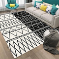 Retro geometric pattern rug black and white southwest rug polyester pet friendly non-slip backing washable rug for living room