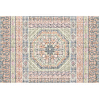Bohemian striped patterned rug with flowers Multicolored Polyester rug Machine washable non-slip back rug for living room
