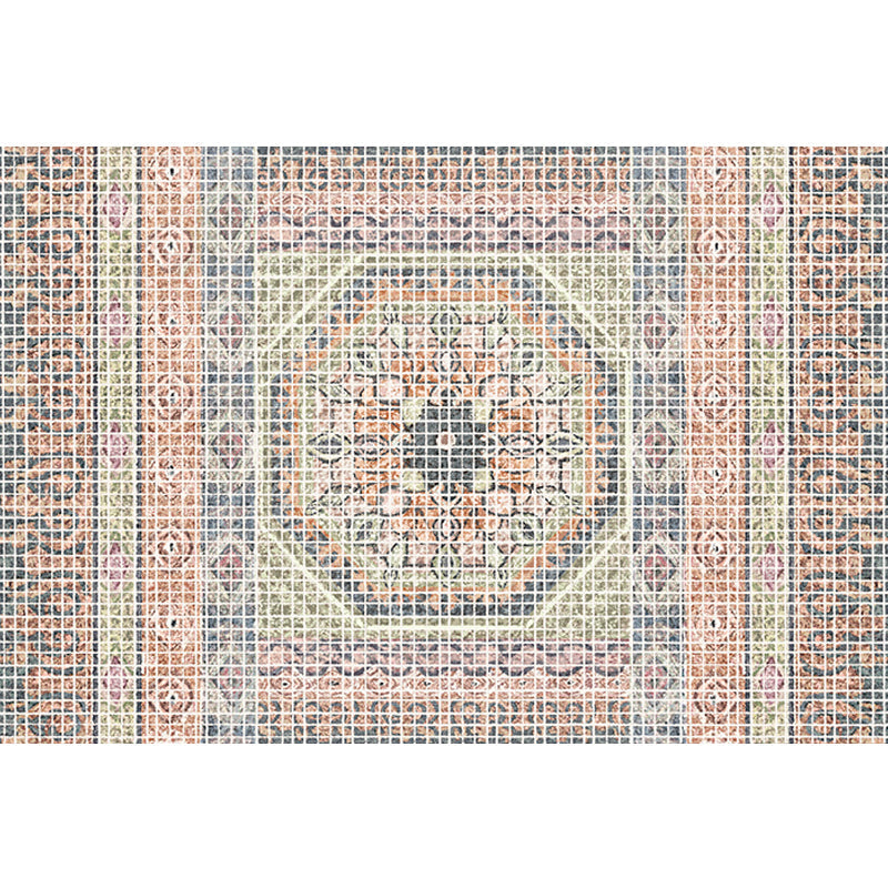 Bohemian striped patterned rug with flowers Multicolored Polyester rug Machine washable non-slip back rug for living room