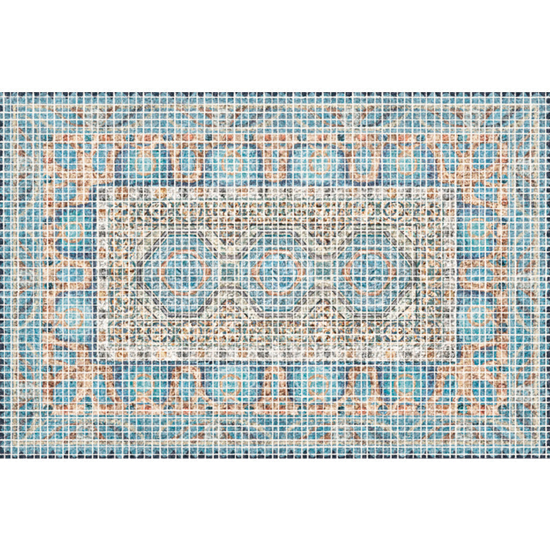 Bohemian striped patterned rug with flowers Multicolored Polyester rug Machine washable non-slip back rug for living room