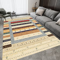 Bohemian striped patterned rug with flowers Multicolored Polyester rug Machine washable non-slip back rug for living room