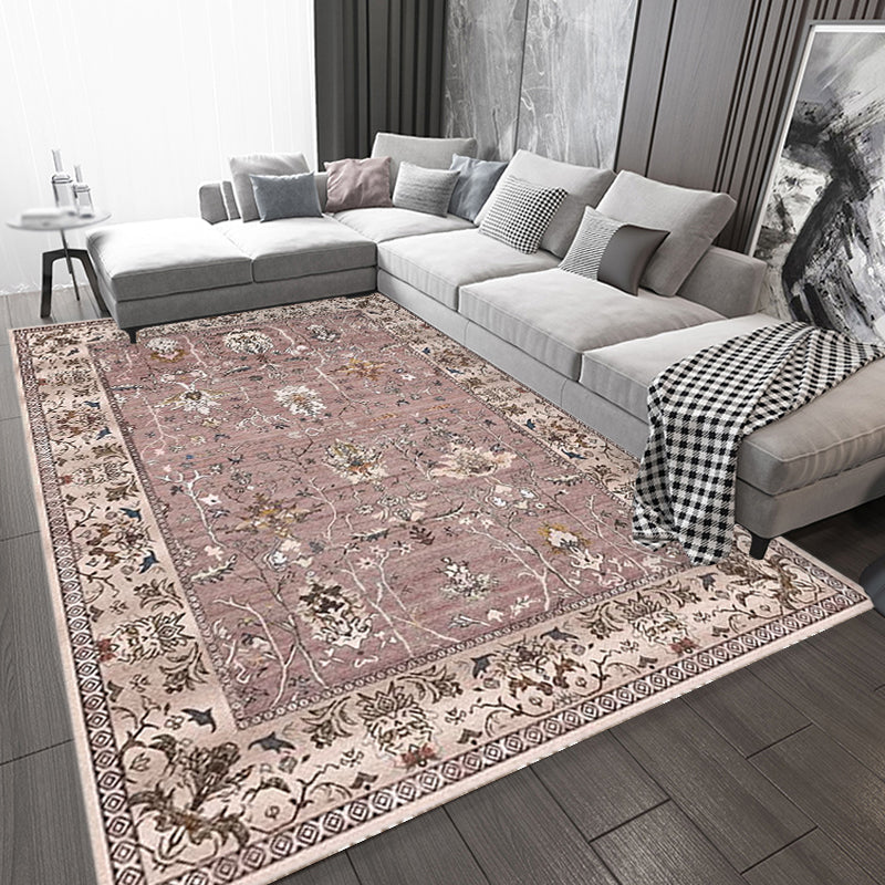 Bohemian striped patterned rug with flowers Multicolored Polyester rug Machine washable non-slip back rug for living room