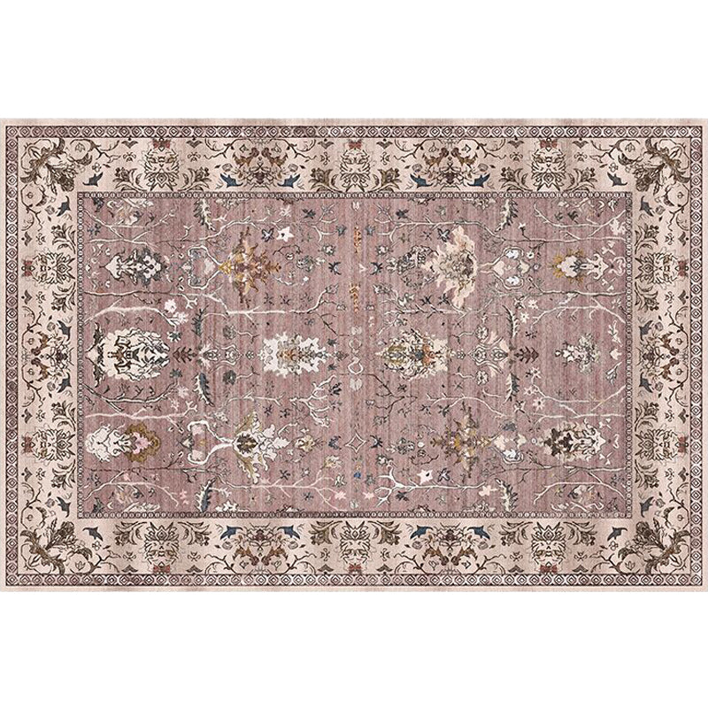 Bohemian striped patterned rug with flowers Multicolored Polyester rug Machine washable non-slip back rug for living room