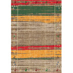 Bohemian striped patterned rug with flowers Multicolored Polyester rug Machine washable non-slip back rug for living room