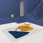 Modernist Color Block Carpet Blue and Yellow Polyester Carpet Non-Slip Back Washable Pet-Friendly Rug for Home