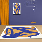Blue and Orange Abstract Carpet Polyester Modern Carpet Washable Non-Slip Pet-Friendly Area Rug for the Living Room