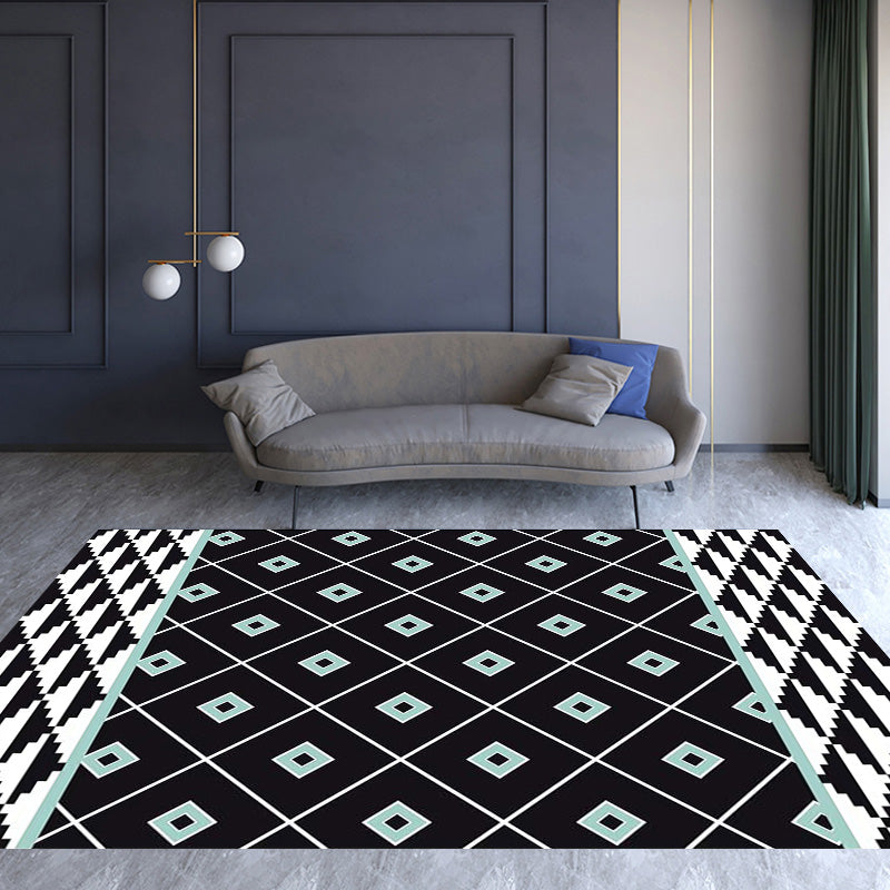 Southwest Tribal Geometric Pattern Rug Multicolor Polyester Rug Washable Pet-Friendly Non-Slip Rug for Living Room