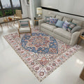 Retro Tribal Flower Pattern Rug Pink and Gray Polyester Rug Washable Pet-Friendly Non-Slip Rug for Living Room