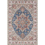 Retro Tribal Flower Pattern Rug Pink and Gray Polyester Rug Washable Pet-Friendly Non-Slip Rug for Living Room