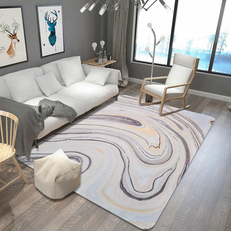 Unusual watercolor pattern rug with swirl stripes Multi-colored Modern rug Polyester Washable Non-slip rug for living room