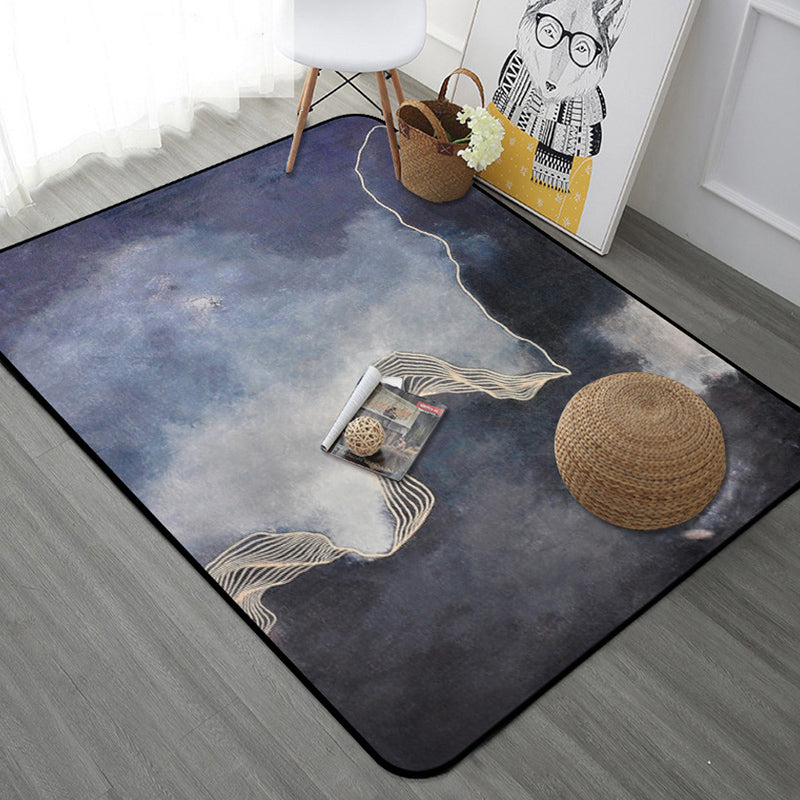 Dark gray Modernist rug Polyester Abstract rug Pet-friendly Machine washable Non-slip backing Rug for decoration