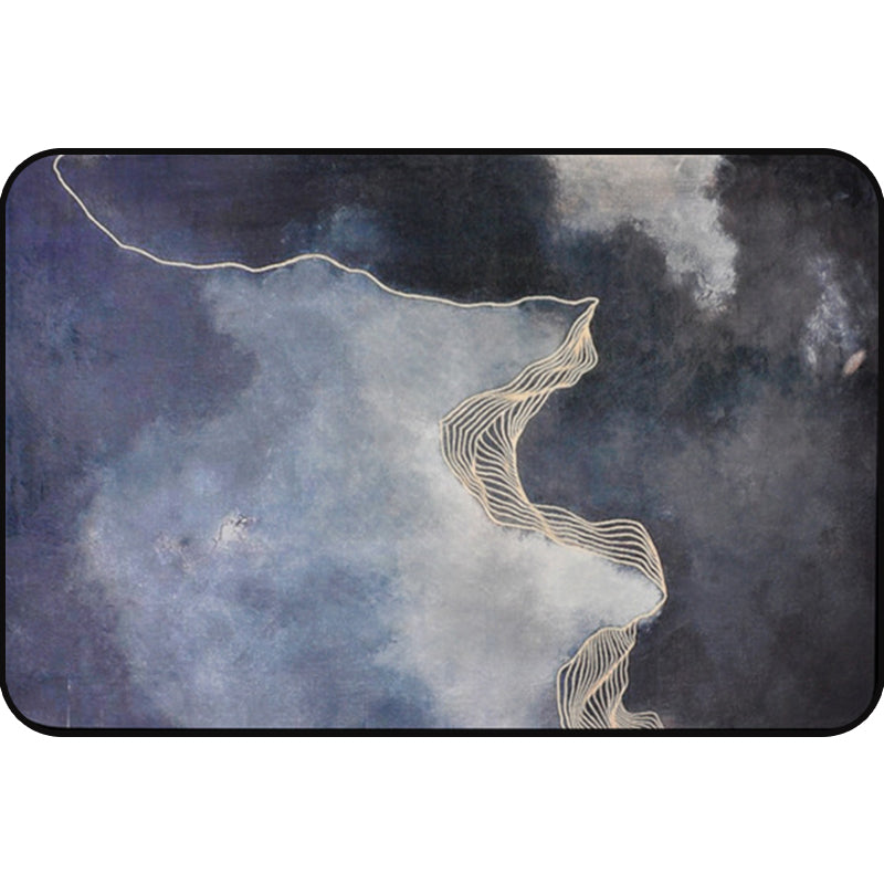 Dark gray Modernist rug Polyester Abstract rug Pet-friendly Machine washable Non-slip backing Rug for decoration