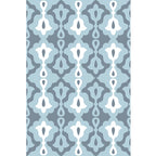 Retro-geometric floral pattern rug blue and green southwest rug polyester pet-friendly non-slip back washable area rug for living room