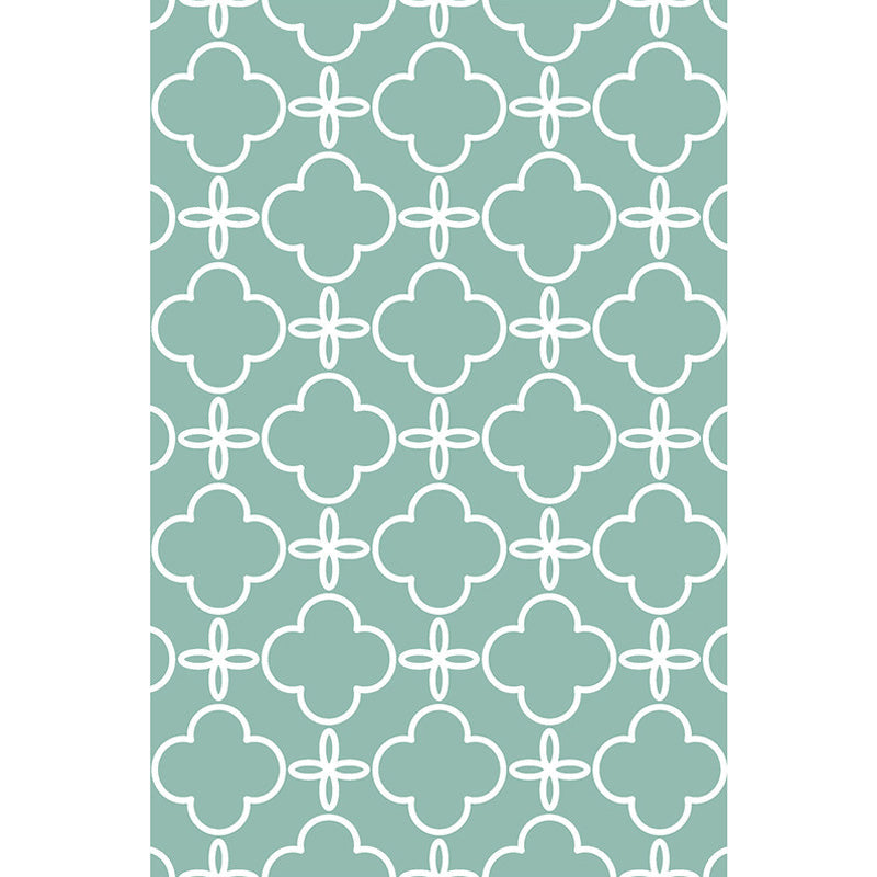 Retro-geometric floral pattern rug blue and green southwest rug polyester pet-friendly non-slip back washable area rug for living room