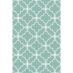 Retro-geometric floral pattern rug blue and green southwest rug polyester pet-friendly non-slip back washable area rug for living room