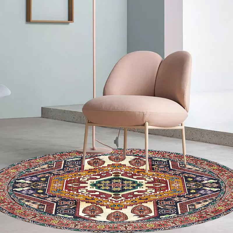 Unique Tribal Diamond Pattern Rug Multicolored Moroccan Rug Polyester Pet-Friendly Non-Slip Back Washing Machine Safe Rug for the Living Room