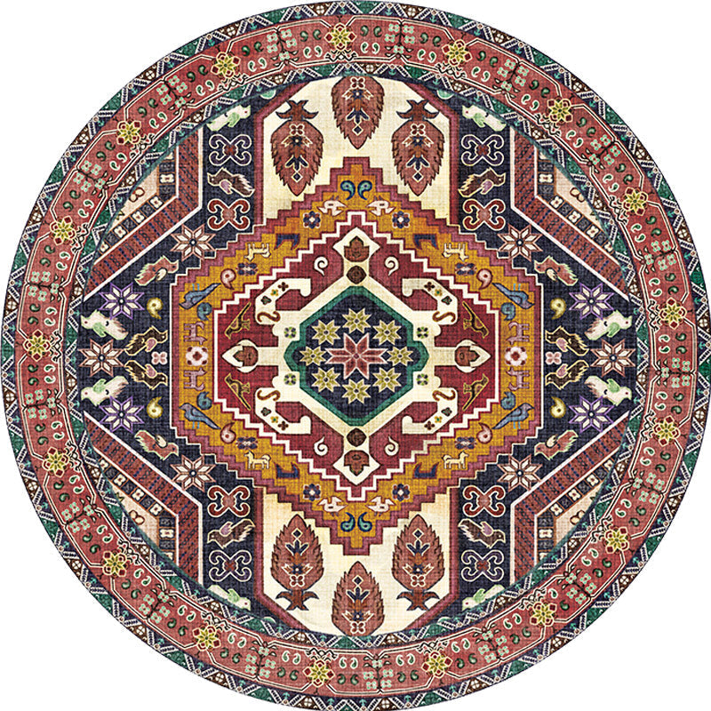 Unique Tribal Diamond Pattern Rug Multicolored Moroccan Rug Polyester Pet-Friendly Non-Slip Back Washing Machine Safe Rug for the Living Room