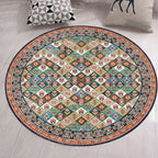 Unique Tribal Diamond Pattern Rug Multicolored Moroccan Rug Polyester Pet-Friendly Non-Slip Back Washing Machine Safe Rug for the Living Room