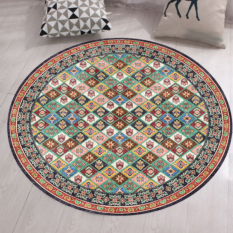 Unique Tribal Diamond Pattern Rug Multicolored Moroccan Rug Polyester Pet-Friendly Non-Slip Back Washing Machine Safe Rug for the Living Room