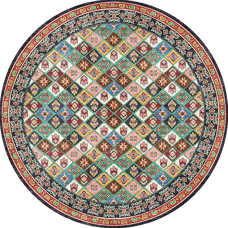 Unique Tribal Diamond Pattern Rug Multicolored Moroccan Rug Polyester Pet-Friendly Non-Slip Back Washing Machine Safe Rug for the Living Room
