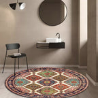 Unique Tribal Diamond Pattern Rug Multicolored Moroccan Rug Polyester Pet-Friendly Non-Slip Back Washing Machine Safe Rug for the Living Room